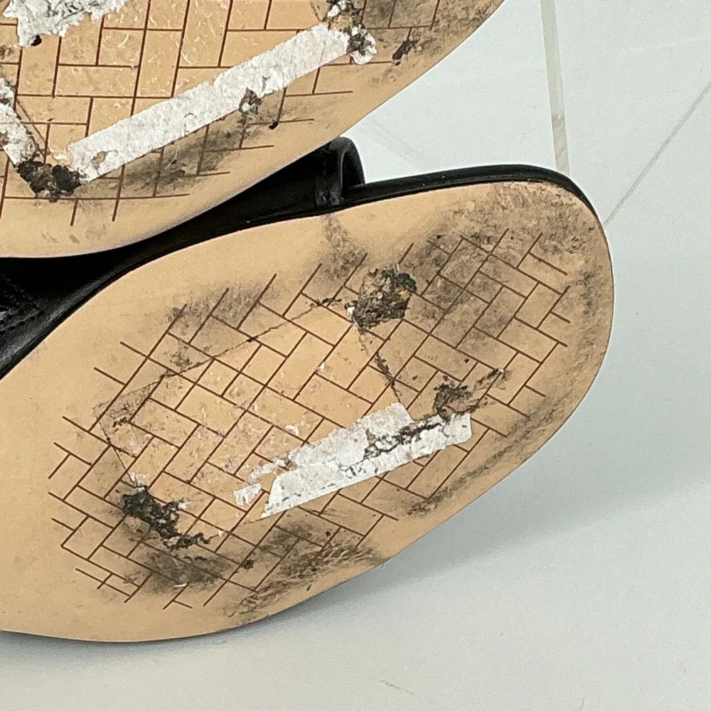 Cole Haan Grand 360 Size 8 Black‎ Leather Knot Slide Sandals Block Heel Womens